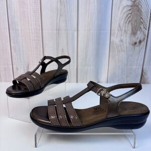 SAS Capri T-Strap Sandals Snake Print Leather Strappy Tripad Comfort Bronze 8.5